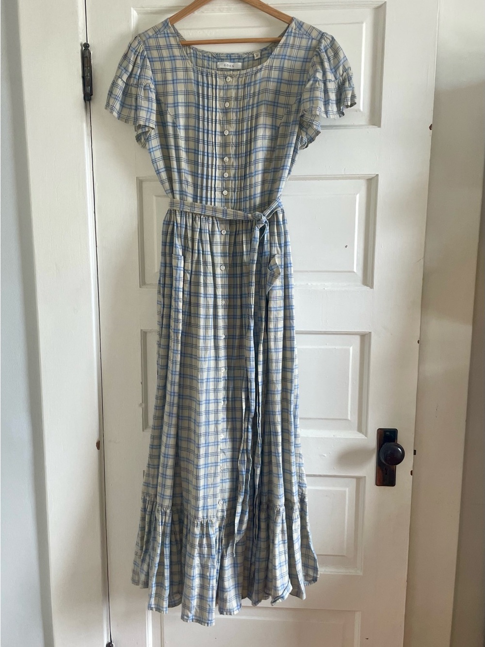 Doen Marfa Dress Plaid with Tie Belt Medium